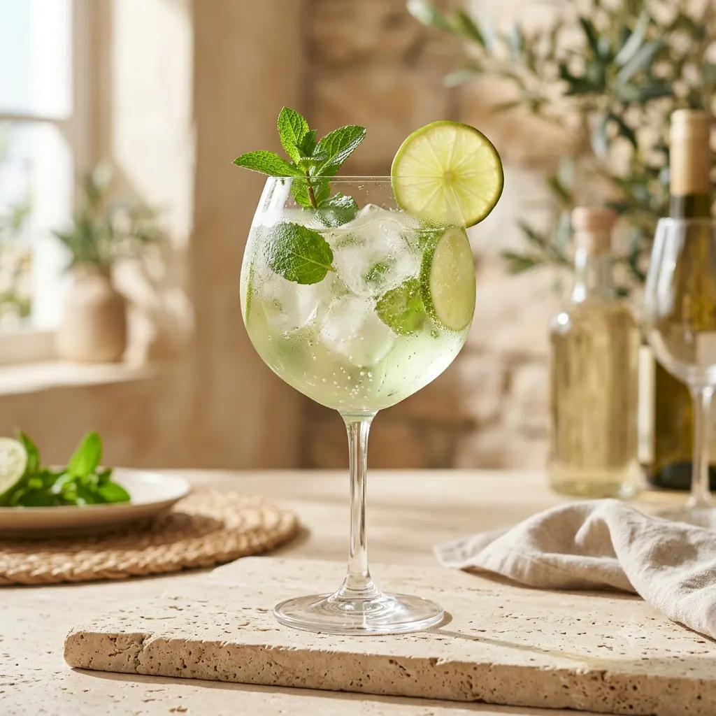 Photo du cocktail Hugo Spritz sans alcool, Toute la fraîcheur florale du Hugo, zéro alcool, impeccable pour les mocktail brunchs.