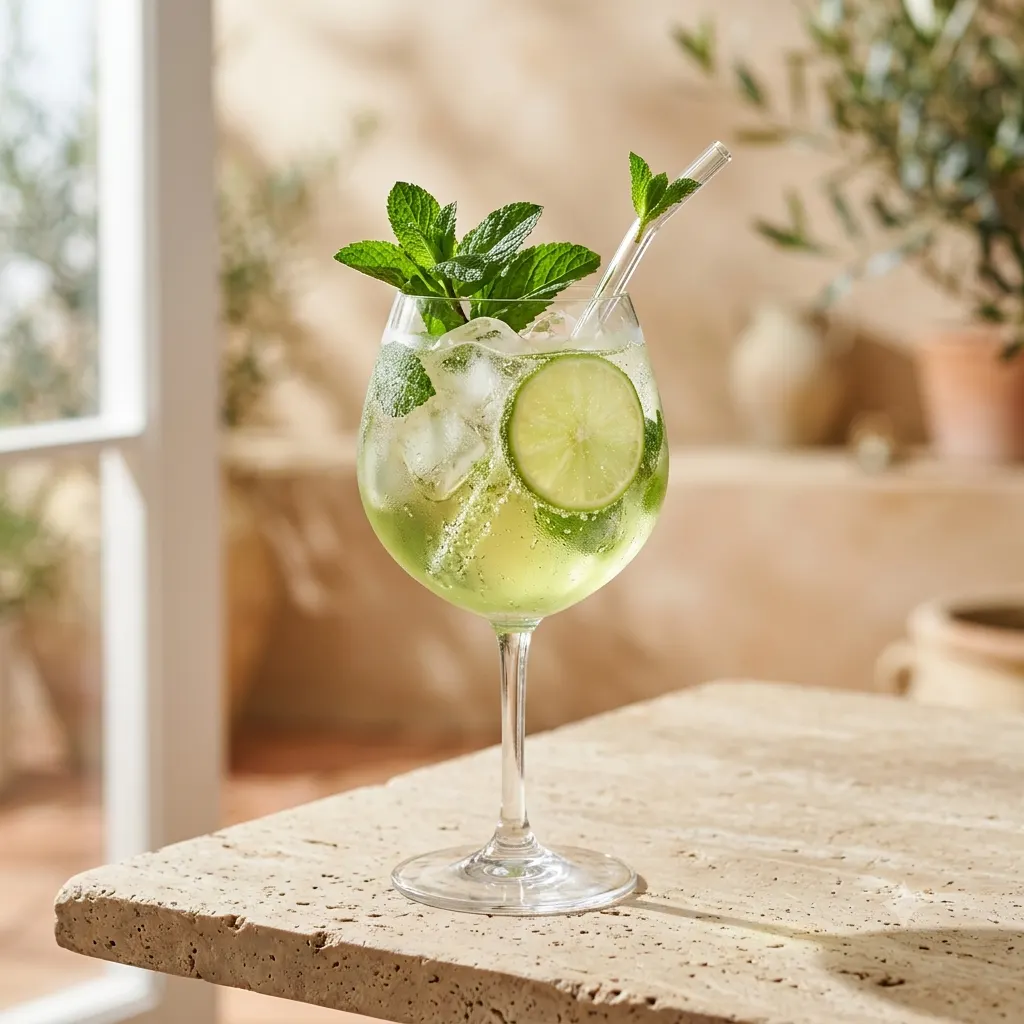 Photo du cocktail Hugo Spritz, Sureau, menthe, prosecco, l'alternative douce et florale au bitter orange.