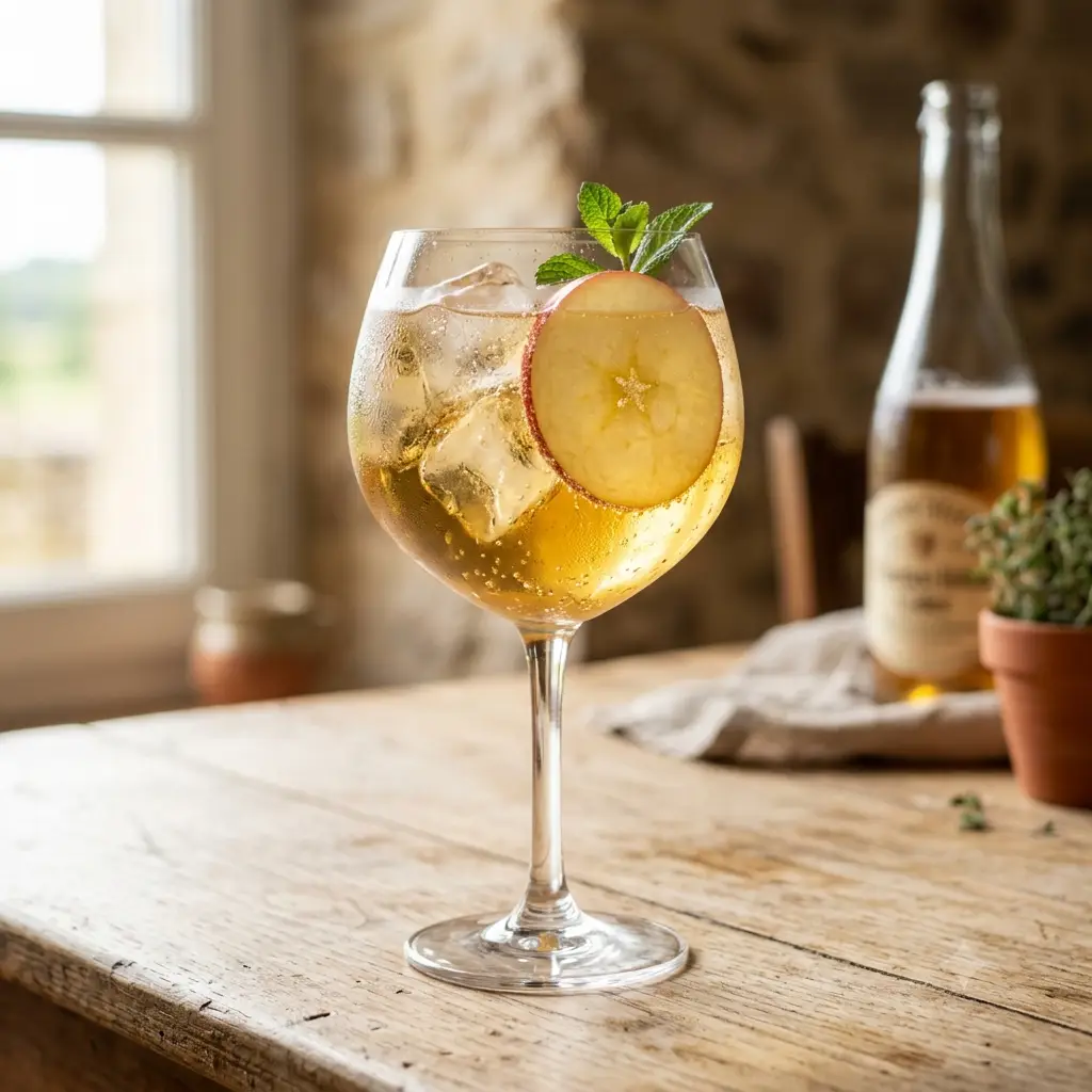 Photo du cocktail Spritz Breton, Cidre brut breton et eau-de-vie de pomme, le spritz qui ne doit rien à l'Italie.